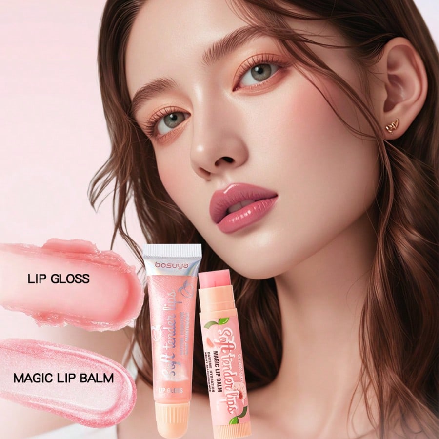 Christmas Gifts/Valentine's Day Gifts,Fruity Color-Changing Lip Balm Set, Two Pieces Set, Strawberry