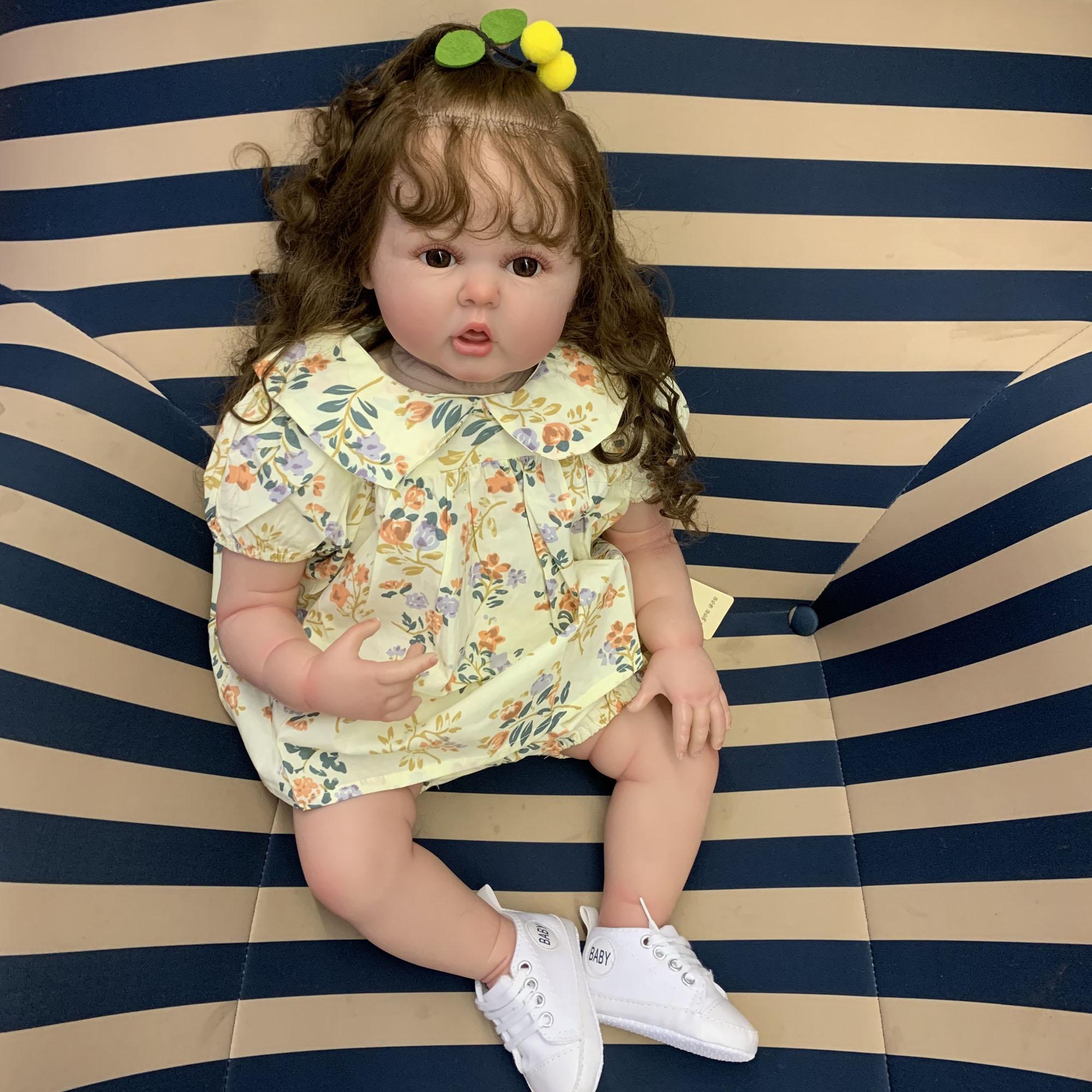 

BZDOLL Кукла Реборн с длинными волосами, игрушка, 3D-раскраска кожи с венами, винил для девочки 60 см 24 дюйма, принцесса, малыш, искусство, бебе, подарок на день рождения cloth body doll