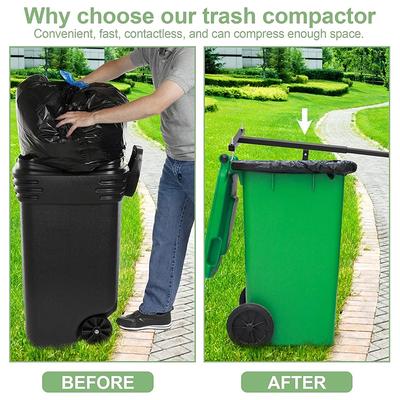 Trash Bin Compactor Touchless Trash Can Compactor Portable Waste Recycling Hand Tool With Adjustable Handle For Kitchen Garden
