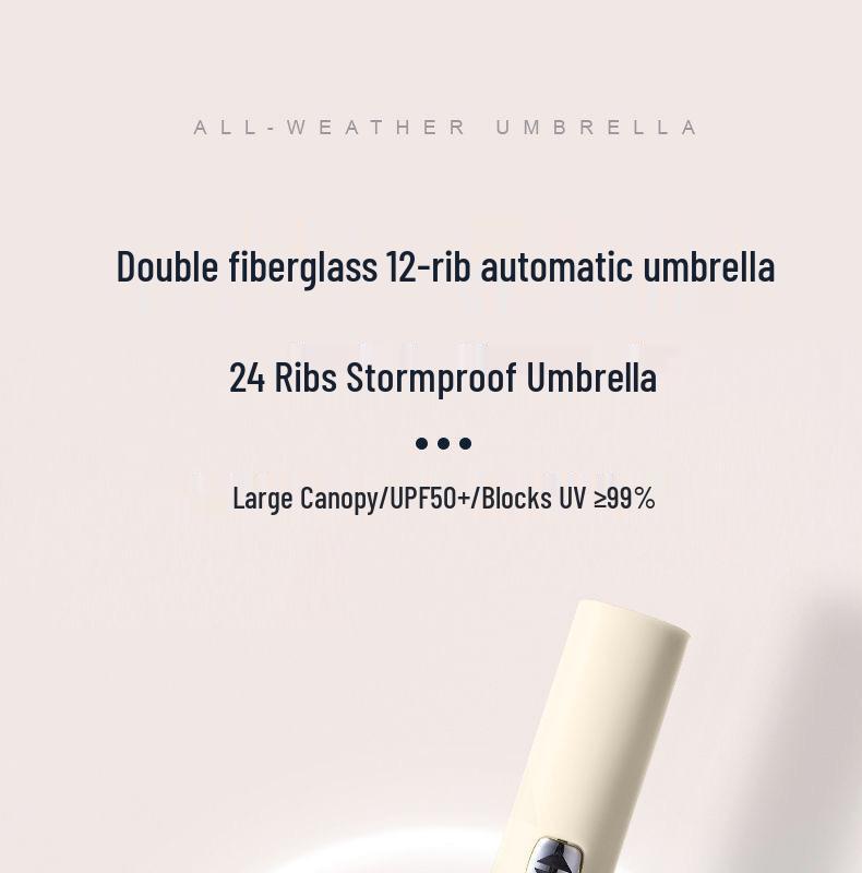 24-Rib Automatic Umbrella, Black Glue Sun Protection, Custom Logo, Business Gift – Enhanced for All-Weather Use