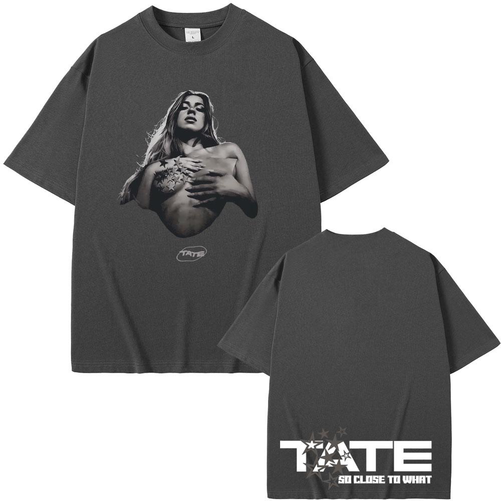 Tate McRae So Close To What Miss Possessive 2025 T-shirts Men Women Fashion Vintage Oversized Short Sleeve 100% Cotton T Shirts