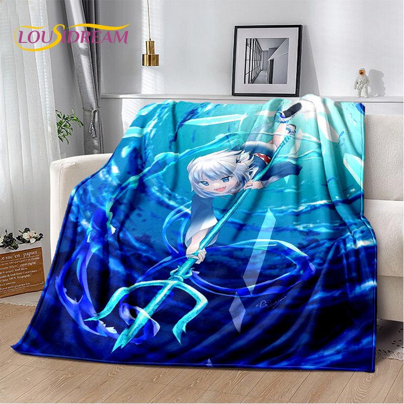 Gawr Gura Hololive Cute Anime Soft Plush Blanket,Flannel Blanket Throw Blanket for Living Room Bedroom Bed Sofa Picnic Cover Kid