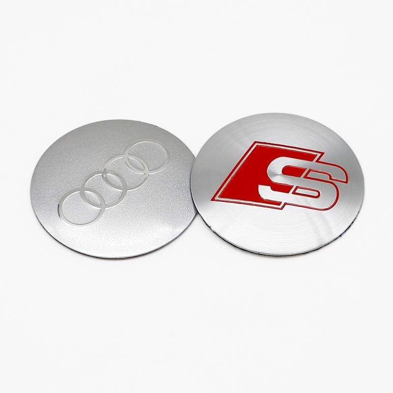 For Audi A5 Tire Decoration For Audi A4 B8 A3 8P A6 C7 8V B6 B7 B9 Q5 A1 A5 4PCS 56mm Car Emblem Wheel Hub Cap Decals Stickers Decoration