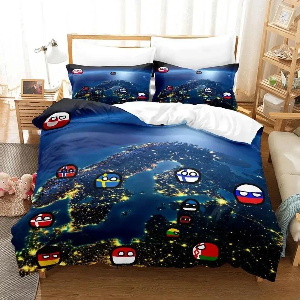 2024 New Countryball Polandballs Bedding Set Single Twin Full Queen King Size Bed Set Adult Kid Bedroom Duvet cover Sets Cartoon
