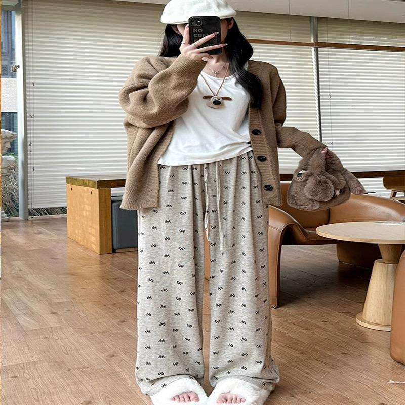 2025 High Waist Petite Bow Soft Drapey Pants - Women's Spring & Autumn