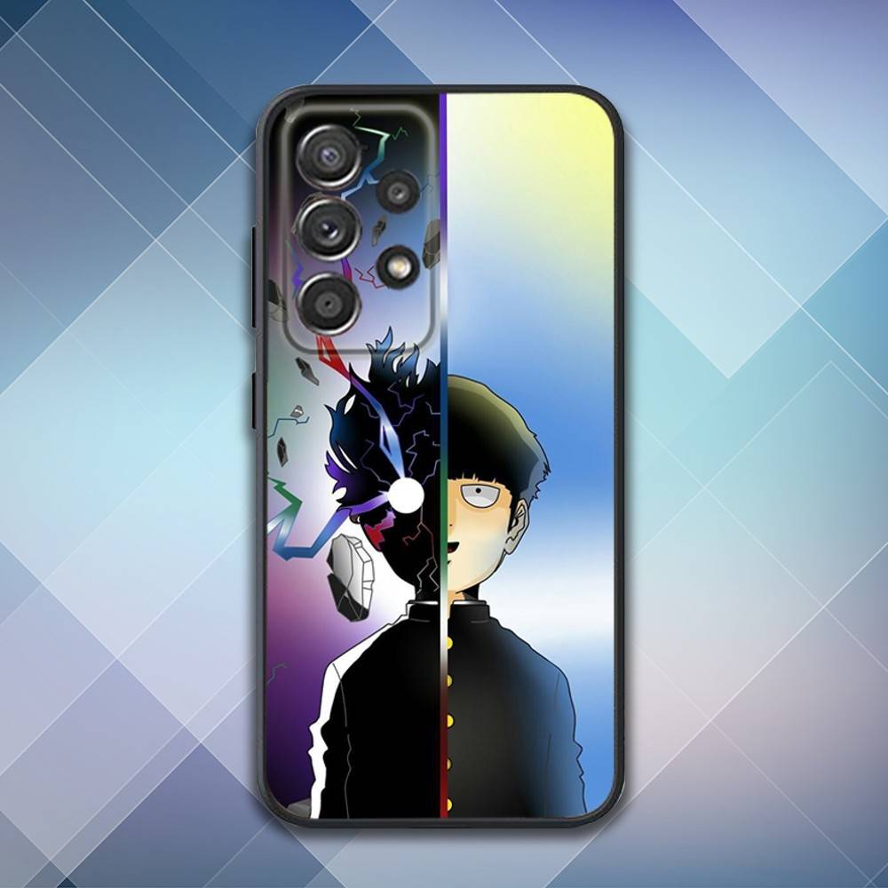 M-Mob Psycho 100 Anime Phone Case For Samsung S25,S24,S21,S22,S23,S30,Ultra,S20,Plus,Fe,Lite,Note,10,9,5G Black Cover