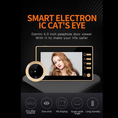 Video Eye Video Doorbell Cámara de mirilla de puerta de 4,3 pulgadas Visor de puerta electrónico digital LCD Soporte de visión nocturna Detección de movimientoA