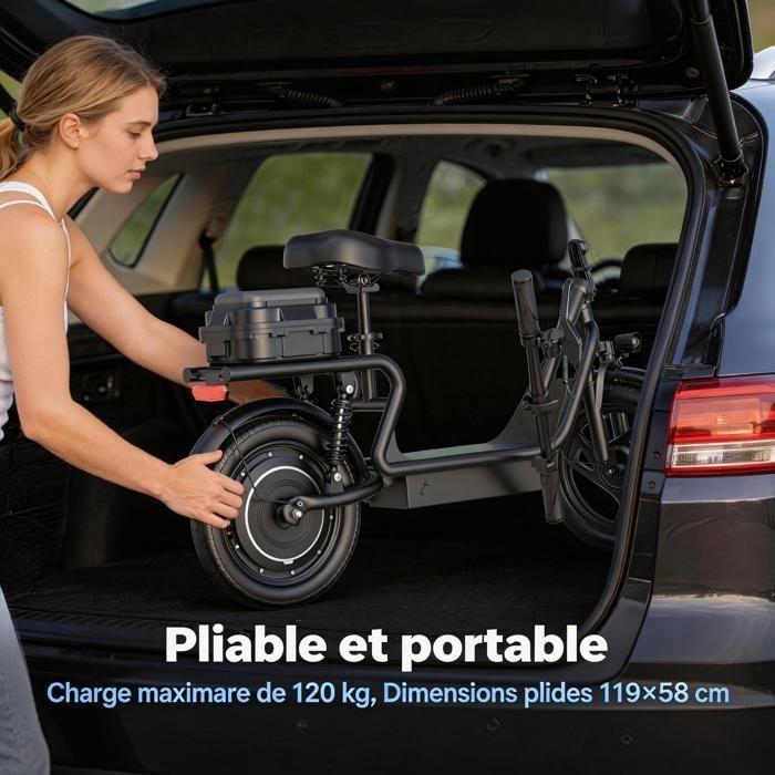 Elektroroller mit Sitz - 500W Motor - Maximale Reichweite 64km - Geschwindigkeit 35 km/h - 20,8 Ah - Zwei 14"-Räder
