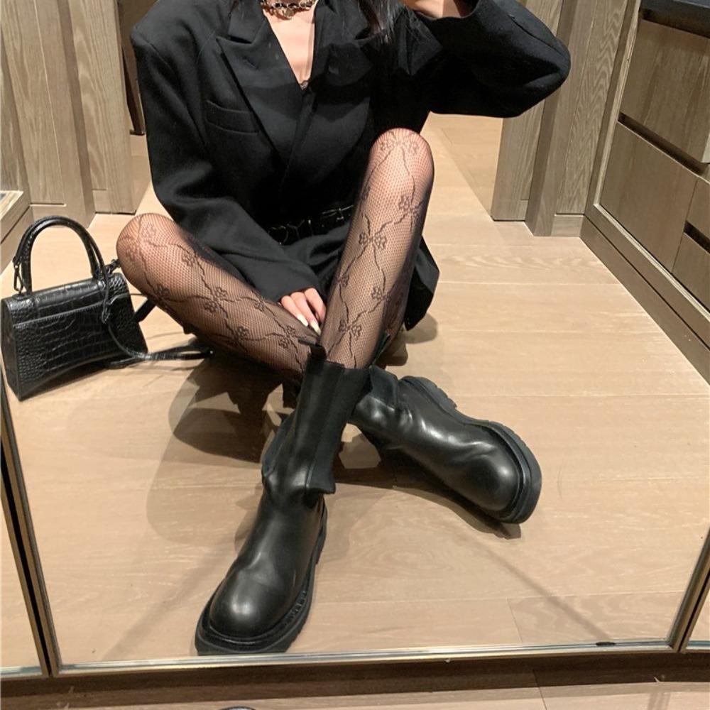 Spring and Summer Thin White Stockings Pantyhose Female Sexy Jacquard Black Stockings Bow Hollow Fishnet Socks