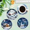 6/8 Stück Runde Holz-Untersetzer im Weihnachts-Design, Rutschfest und Hitzebeständig, Für Büro und Küche, Dekorative Tassenhalter, Geschenke