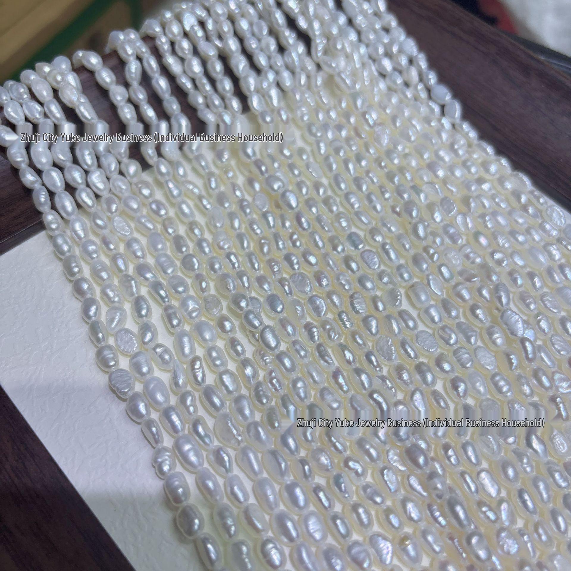 Freshwater Pearl 4-5mm Baroque Keshi Necklace, Two-Sided Luster, 35cm Chain 4-5mm