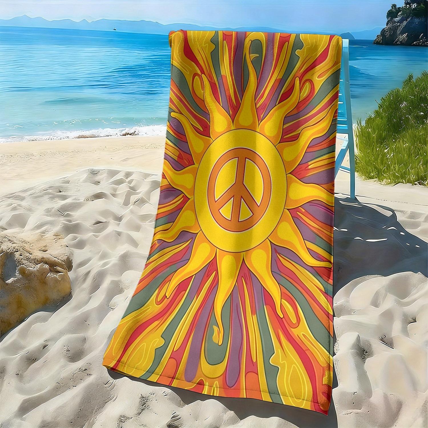 

Sun with colorful and dreamlike patterns polyester microfiber beach towel is highly absorbent, suitable swimming beach outings W40*H60(CM)