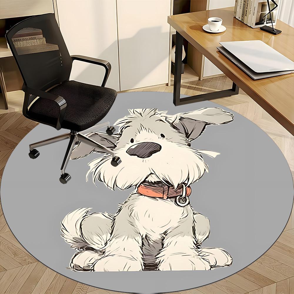1pc Schnauzer Dog Office Round Rug, Non-slip, Soft and Durable Office Rug for Interior Decoration, Perfect for Office, Beautiful Decoration Yy26031201