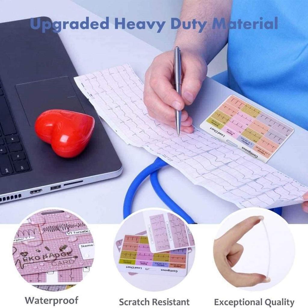 Ekg Card Nurse Badge Reference Cards Cardiac Accessories Supplies 3 Piece Reference for Icu Er Telemetry Rn Clinicals Work