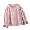 French Lace Patchwork Long Sleeve Doll Collar Linen Shirt