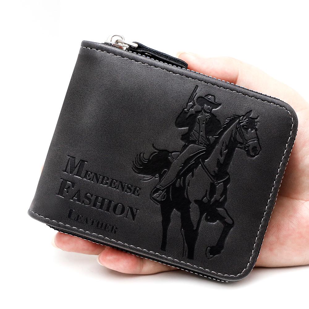 Cross-Border Trend Hunter Men's Short Tri-Fold Wallet with Large Capacity Coin Purse