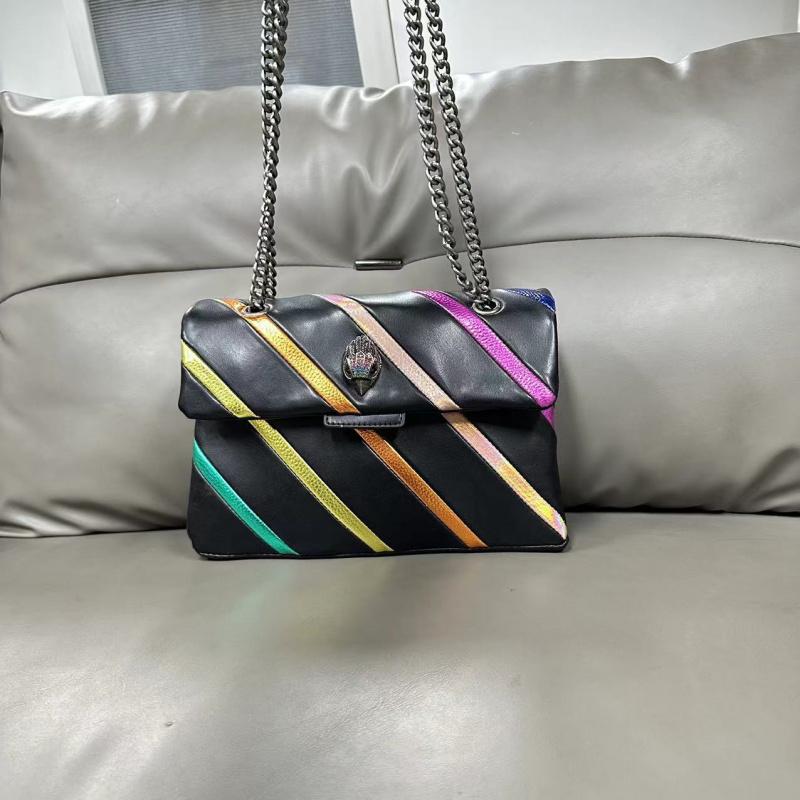 London Eagle Head New Fashion Women Bag Luxury Designer Striped Patchwork Chain Shoulder Crossbody Bags PU Leather