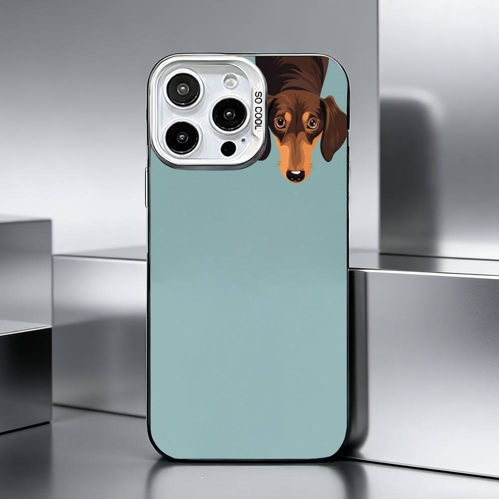 

C-Cute Dachshund Phone Case For iPhone 17,16,15,14,13,12,11 Plus,Pro Max,XS,Colored silver phone case iPhone17air