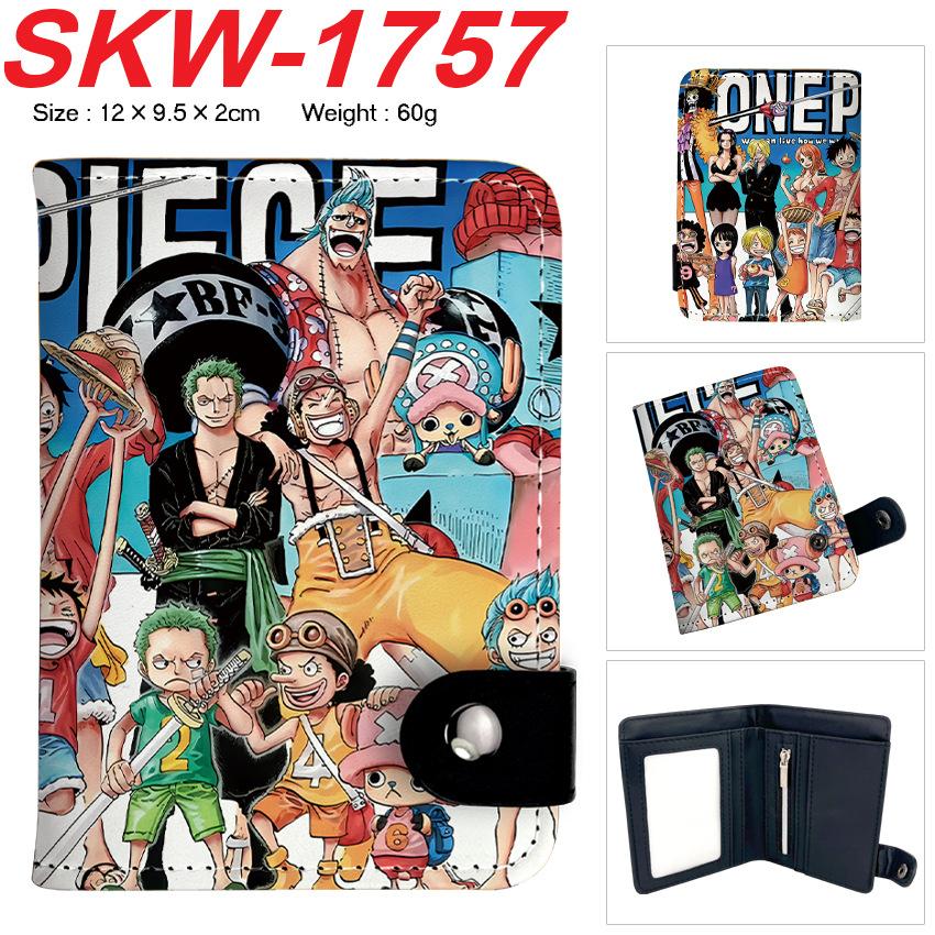 One Piece Anime Druckknopf Geldbörse Vertikaler Kartenhalter Münzbörse für Schüler Männer Frauen