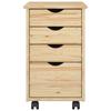 Mobile Storage Cabinet in Brown 34 x 39 x 56 cm Solid Pine Wood