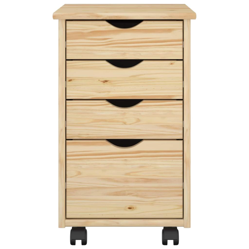 Mobile Storage Cabinet in Brown 34 x 39 x 56 cm Solid Pine Wood