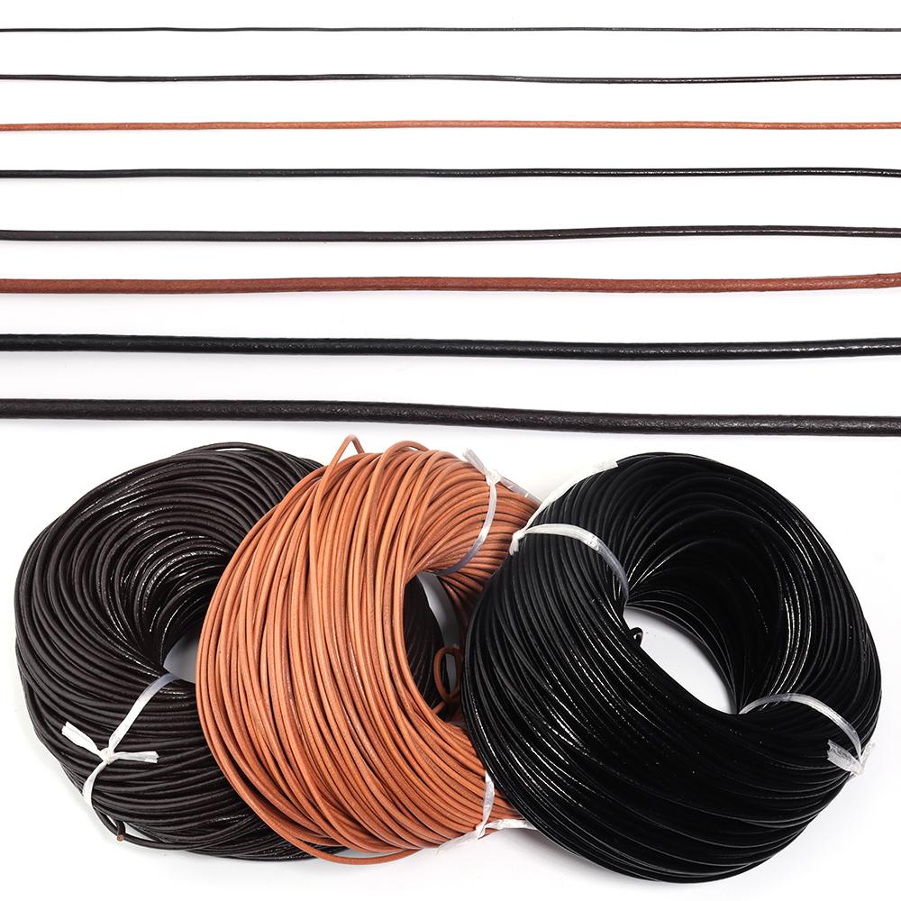 2-5 Yards 1/1,5/2/2,5/3/4/5/6 mm Echtes Rindsleder Kordeln Runde Schnur Kordel Zum Schmuckherstellung DIY Lederarmband Halskette