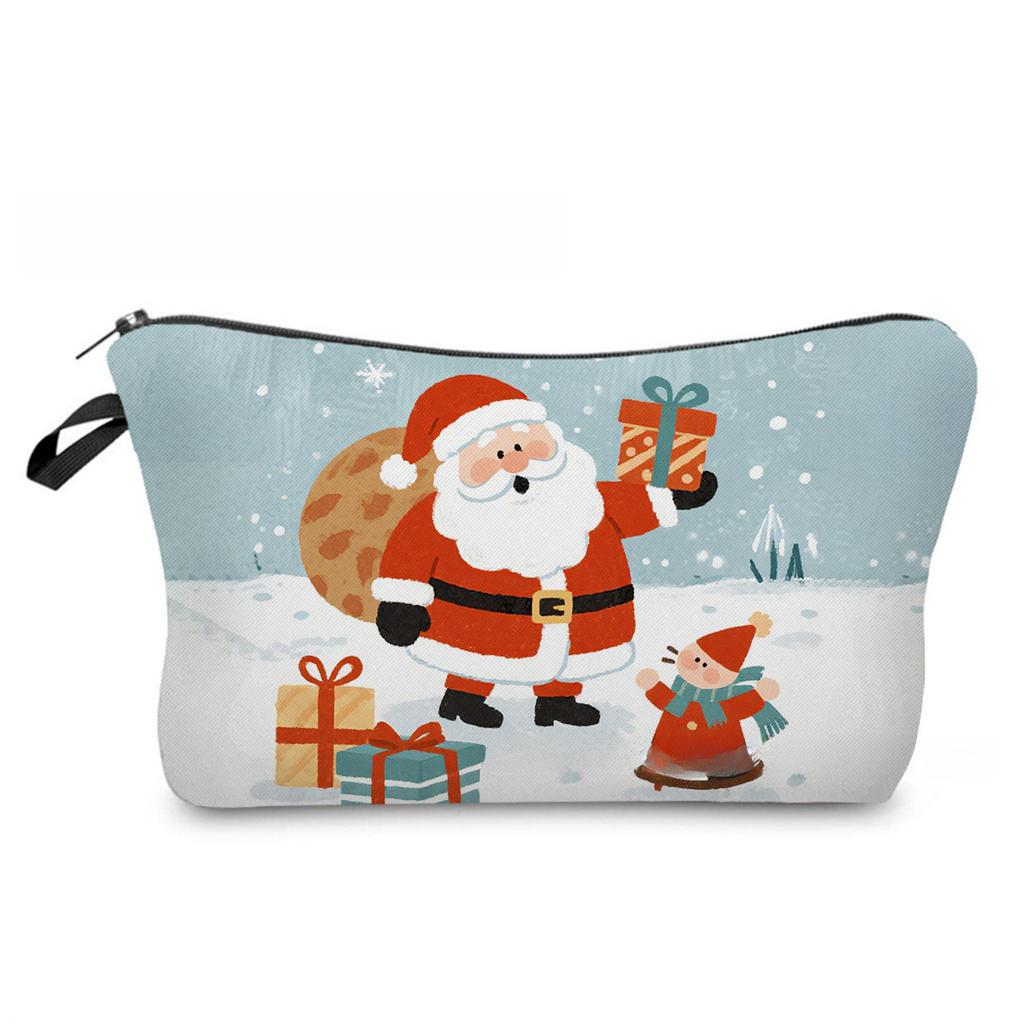 Women Santa Claus Print Cosmetic Bag Toiletries Organize Travel Storage Case 6866 KTB