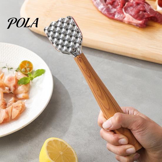 Rust-proof Meat Hammer Tenderizer Hammer, with Ergonomic Wooden Handle, Non-Slip Grip Stainless Handle Mallet Steel Fist-Shaped Mallet, Kitchen