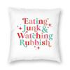 Eating Junk & Watching Rubbish Square Pillowcase Polyester Linen Velvet Pattern Zip Decor Throw Pillow Case Home Cushion Cover