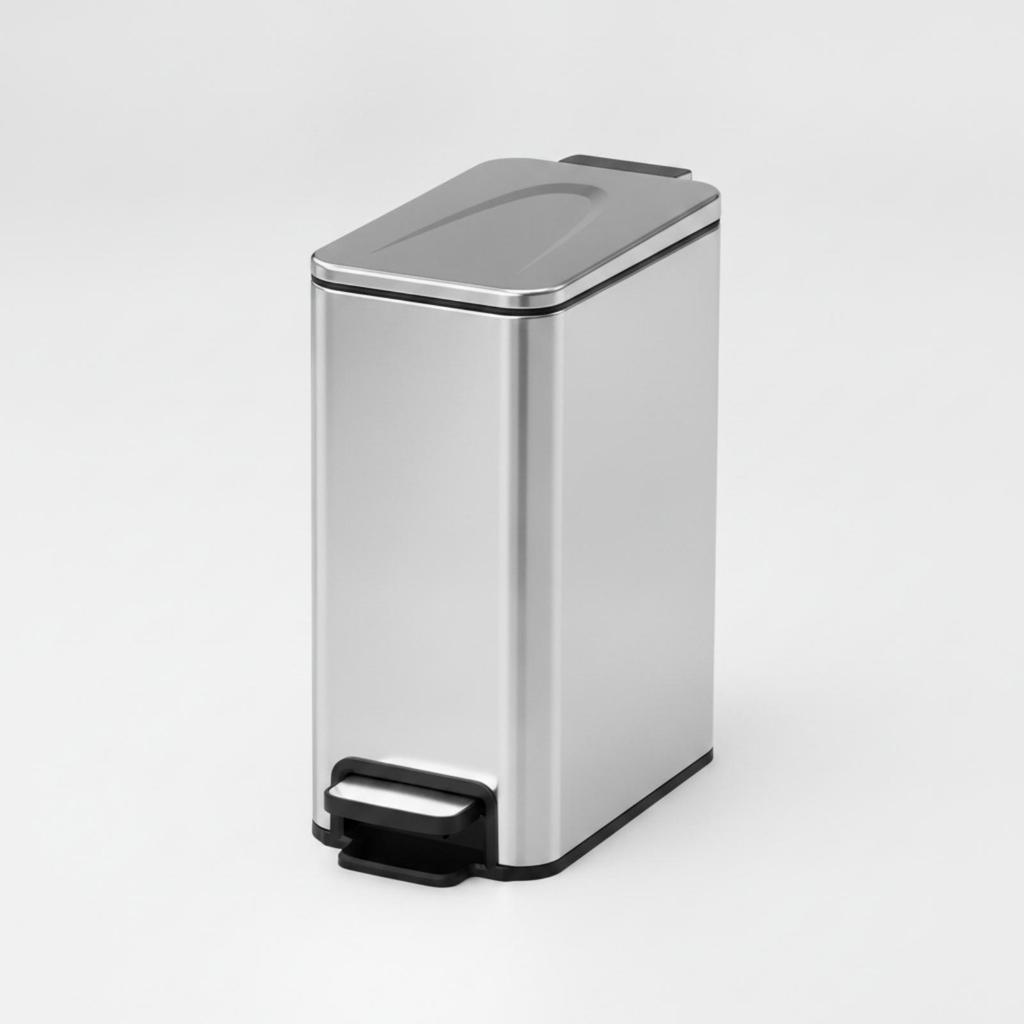 Square Stainless Steel Trash Can with Lid OdorControlling Compact Rectangular Pedal Bin Hands