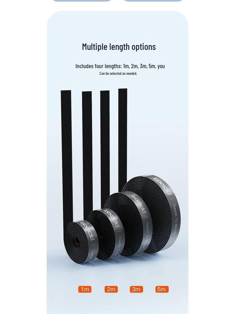 Hook & Loop Self-Adhesive Cable Organizer - Wall-Mounted Cord & Wire Ties