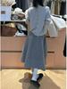 Korean A-Line Grey Wool Knitwear & Half Skirt Set - 2025 Autumn/Winter Collection