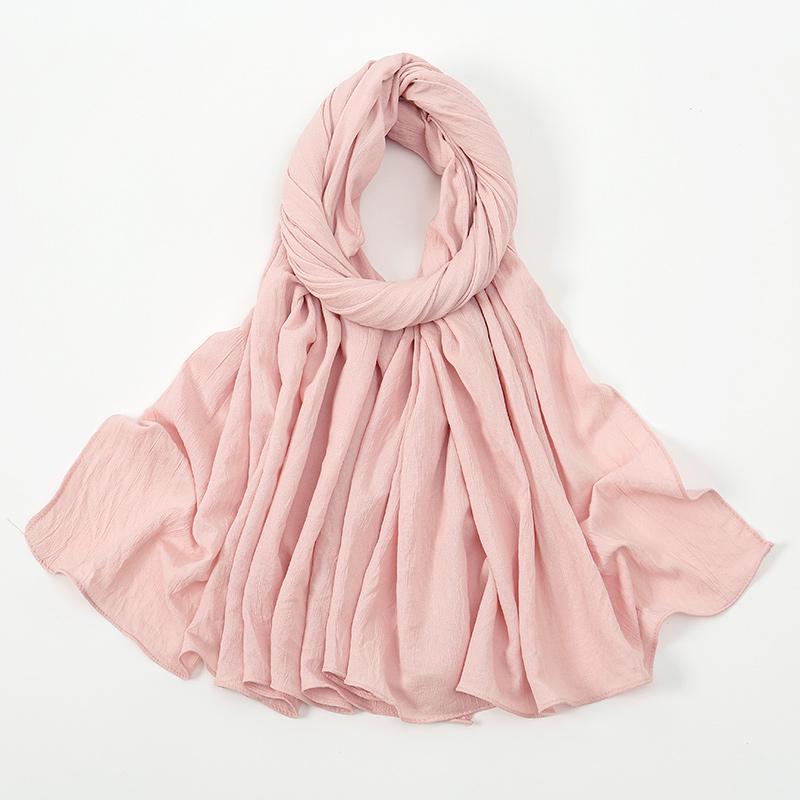 New Muslim Hijabs For Women Scarf Plain Long Shawls Femme Musulman Soft Crinkle Cotton Headscarf Wraps Islamic Turban Headband