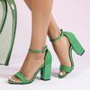 Fashion Summer Green Ankle Buckle Strap Gladiator Sandals for Women Fashion Open Toe Chunky High Heels Elegant Ladies Shoes Sandalias