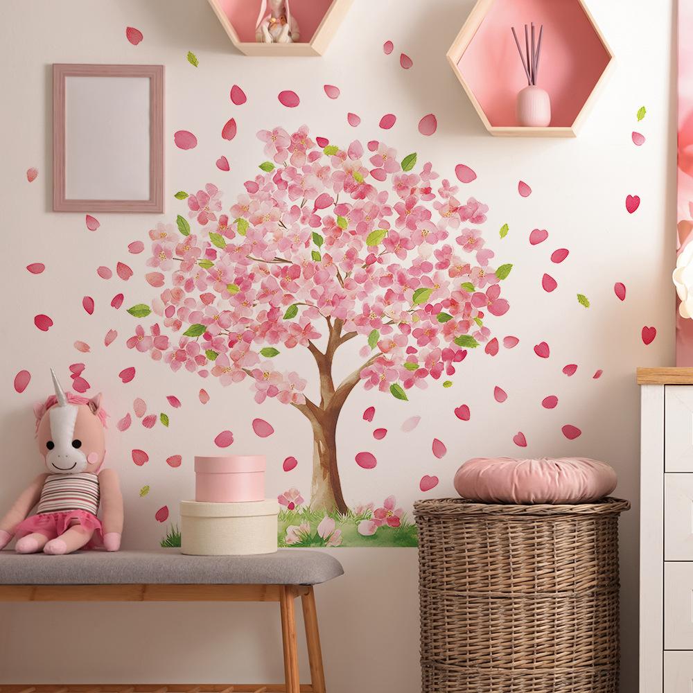 Branches Flowers Fallen Leaves Bedroom, Living Room Entrance Hall Home Background Beautification Wall Stickers