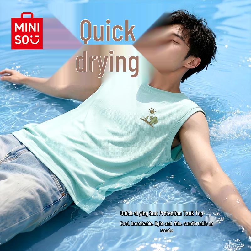MINISO Men s Quick-Dry Breathable Vintage Sleeveless T-Shirt 3XL