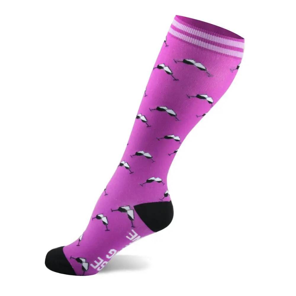 Compression Women Men Stockings Popular Love Pattern Stripe Lattice Star Compress Socks Running Sports Elastic Pressure