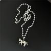 Long Chain Horse Pendant Pearls Necklace Designed for Easy Layering Alongside Other Chains in Fashion Styles