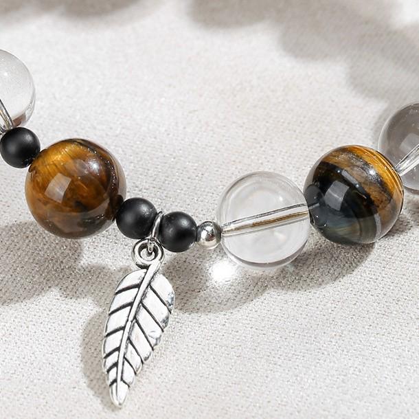 Xiaohongshu Naturkristall & Gelbes Tigerauge Adlerholz Handkette