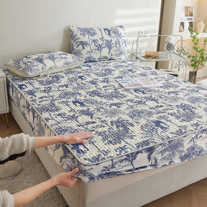 Summer New Thickened Latex Fitted Sheet Non-Slip Protective Bedspread Air Conditioner Three-Piece Set of Summer Sleeping Mat
