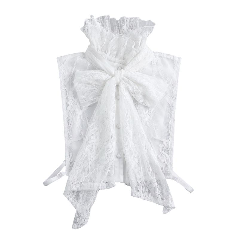 Lace Flower False Collar For Women Sheer Detachable Ruffle Collar Neck Decorative Accessory for Formal Occasion Outfit