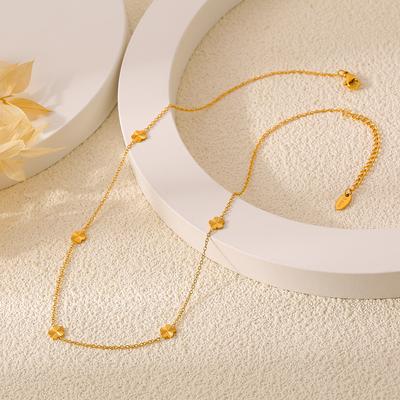 Colier de nișă cu aur de 18K, placat cu oțel de titan, temperament, lanț de claviculă cu flori în stil mic, design elegant