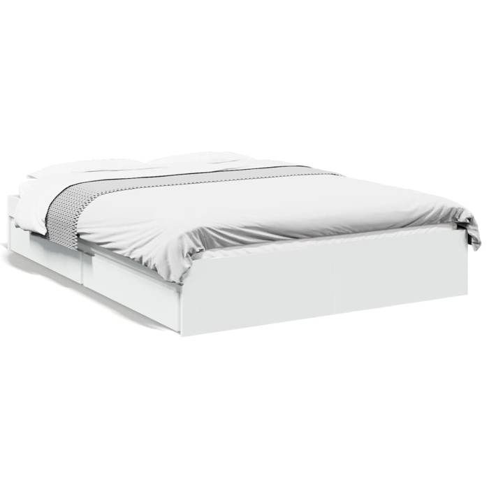 VidaXL Cadre de lit avec tiroirs blanc 140x190cm bois d'ingénierie, lit, lit de rangement, cadre de lit double, lit double 3280685