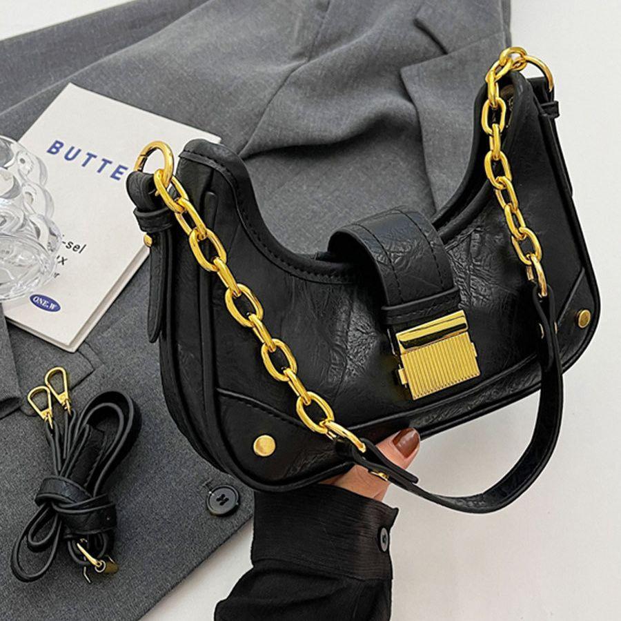 Temperament Chain Underarm Bags New Women Red Versatile Single Shoulder Bags Simple Handbags Luxury Designer Female Pouch