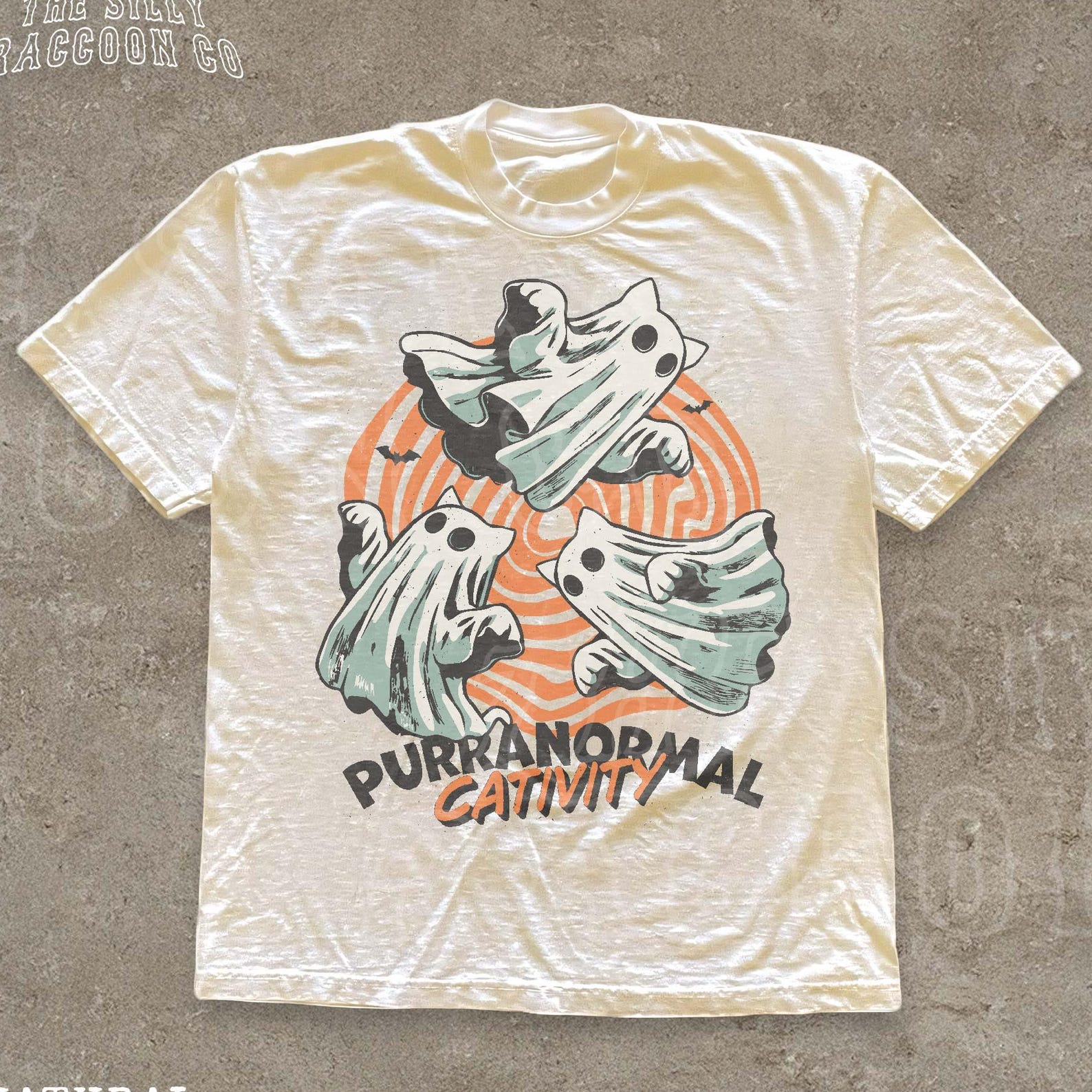 Purranormal Cativity Ghost Cat T-Shirt - Funny Halloween Cat Graphic Tee - Spooky Cute Retro Style Cat Shirt - Halloween Gift for Cat lovers 3XL
