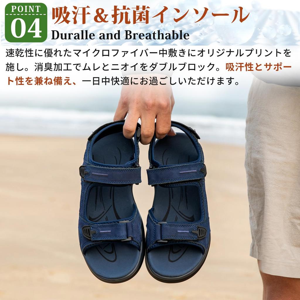 SOARHOPE Sandály pro muže a Pravá kůže Chůze a Pohodlné na léto Ženy, Sandály, Prodyšné, Lehké,