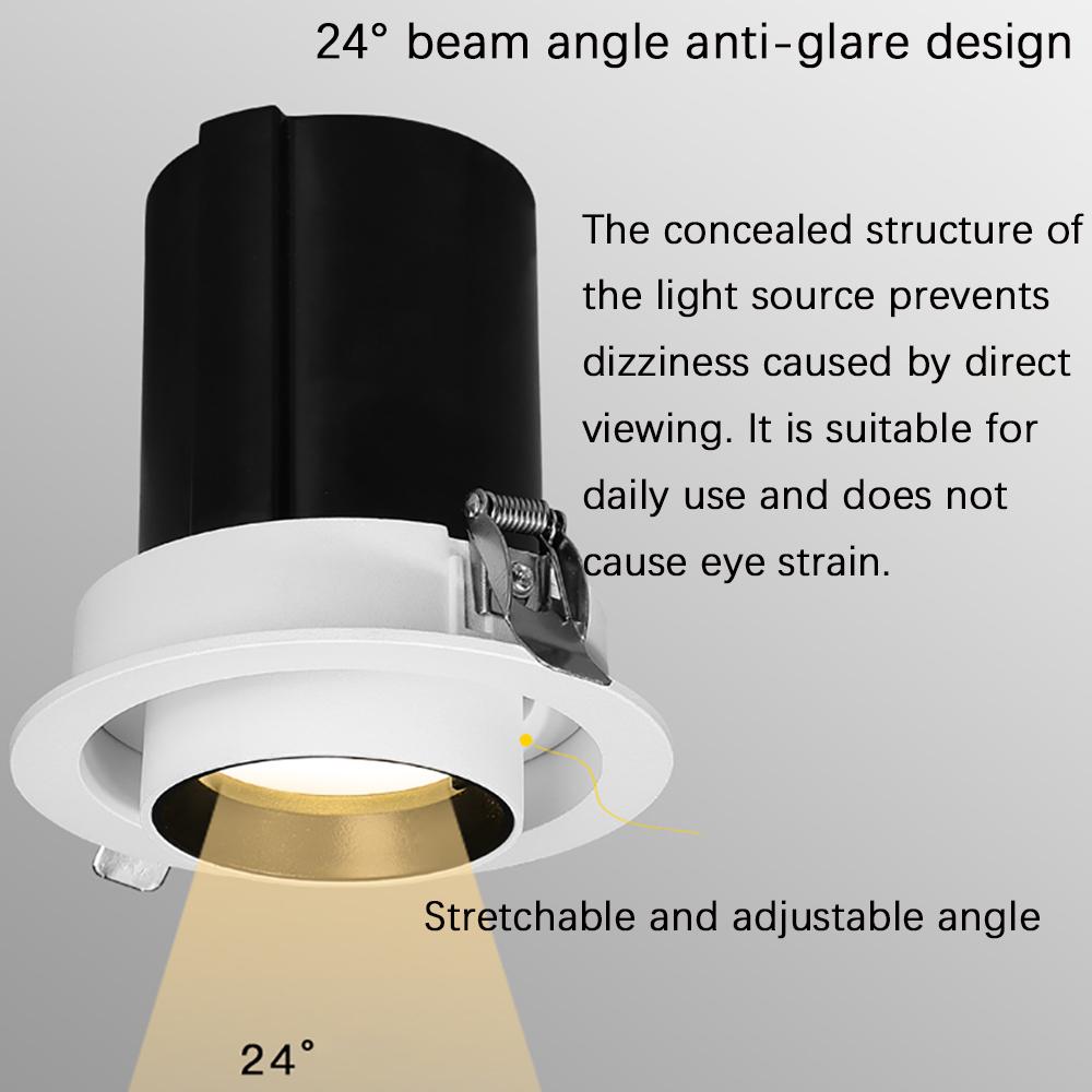 Dimmable LED Downlight Aluminum Recessed Stretch rotation 5W 7W 12W 18W 25W 30W Chip COB Spot Light Ceiling Lamp AC85-265V