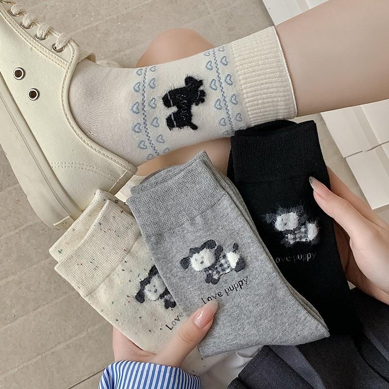 Pastoral Socks Pure Cotton Tube Socks Season Flocking Cute Three-Dimensional Cartoon Cotton Stockings Women