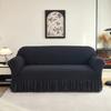 Premium Thick Bubble Gauze Sofa Cover Full Elastic Lace Trim Skirt Design All Season Stretchable