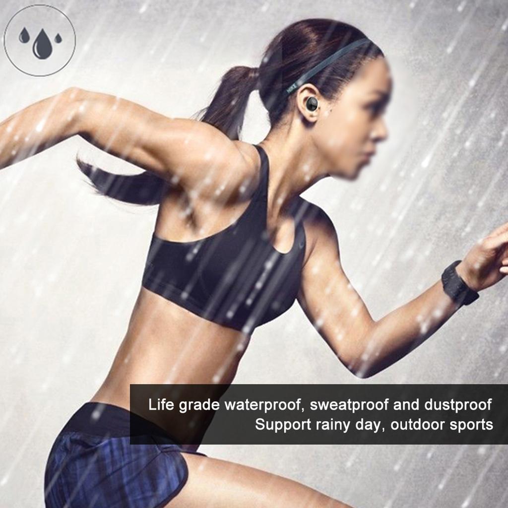 F9 Black ABS Home Office Wireless Headphone Touching Control Digital Display In Ear Stereo Earphone